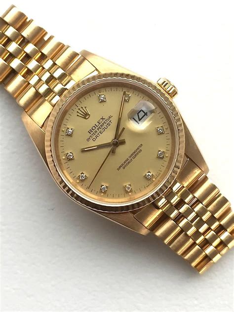 rolex oyster perpetual datejust 18k yellow gold &|Rolex 18k gold watch price.